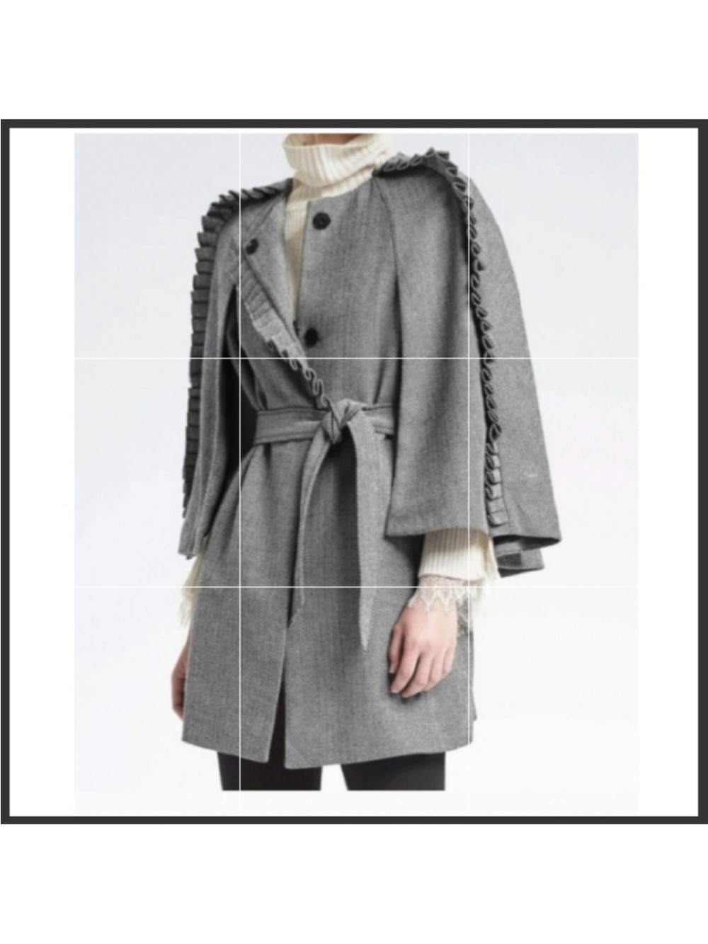 OLIVIA PALERMO FOR BANANA REPUBLIC  herringbone cape blazer jacket ruffle S coat